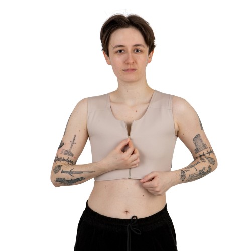 Binder Sport beige with middle sewn-in zipper