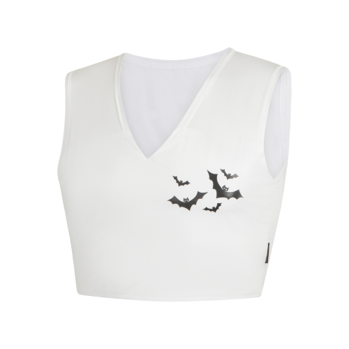 Spooky FTM binder in white – compression top with bats