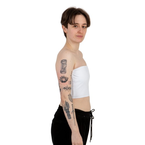 Binder Sport bez ramiączek biały  - od boku.