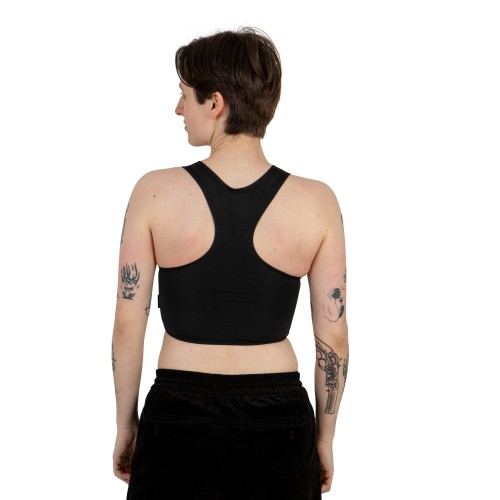 Binder Sport z wyciętymi plecami czarny - od tyłu.