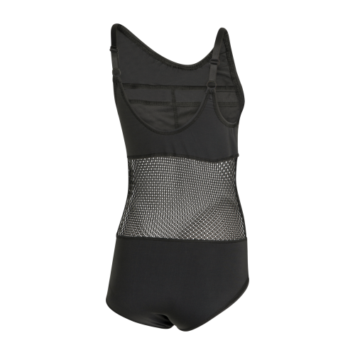 Back side of shaping swimsuit with adjustable straps.