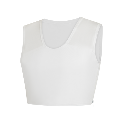 Sport Chest Binder – White, side sewn-in zipper