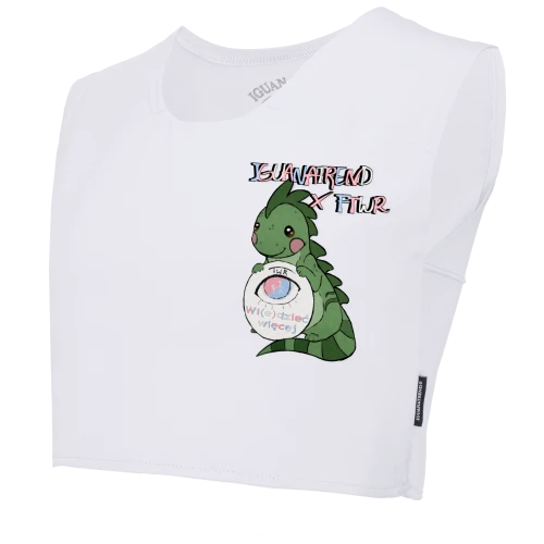 Binder Sport krótki, biały z kolorowym nadrukiem iguany x TWR na lewej piersi